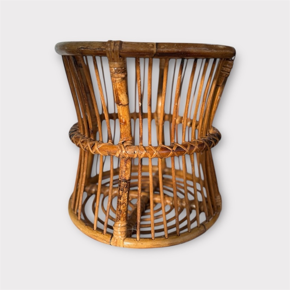 Vintage MCM Bamboo and Rattan stool or side table - Picture 2 of 5